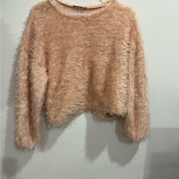 Zara Fuzzy Beige Sweater - Picture 2 of 10